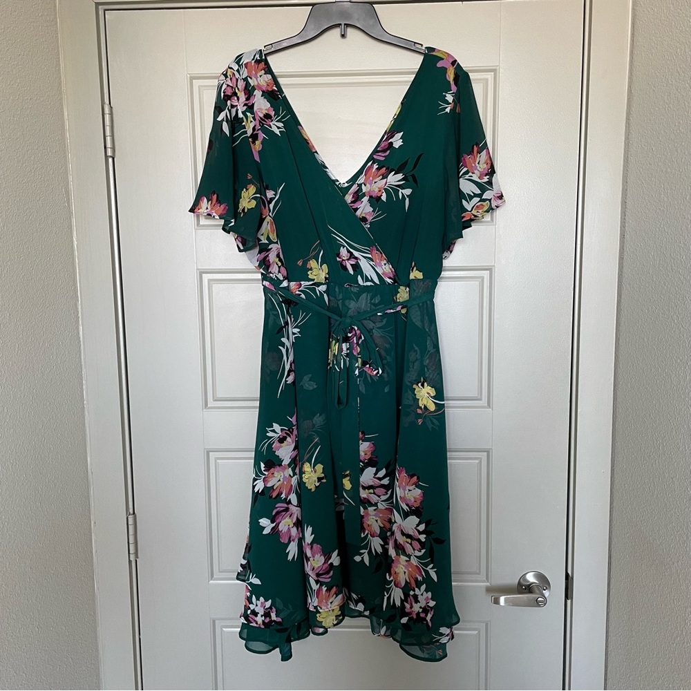 Green Floral Skater Dress